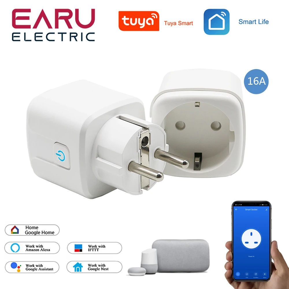 Tuya WiFi Smart Socket, smart wall outlet Tuya, Tuya smart power EU plug