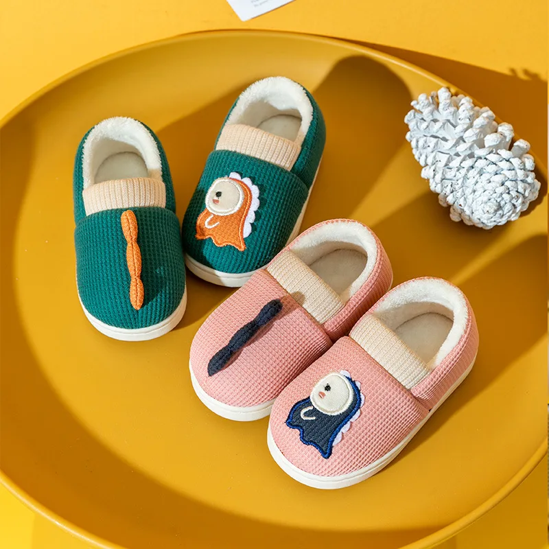 

Children Cotton Slippers Girls Boys Warm Winter Indoor Household Pantuflas Anti-slip Girls Cute Cartoon Children Baby Slippers