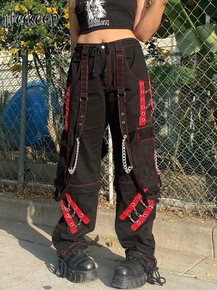 Pants Korean Style Punk Harajuku | Baggy Pants Women Punk Style - Wide ...