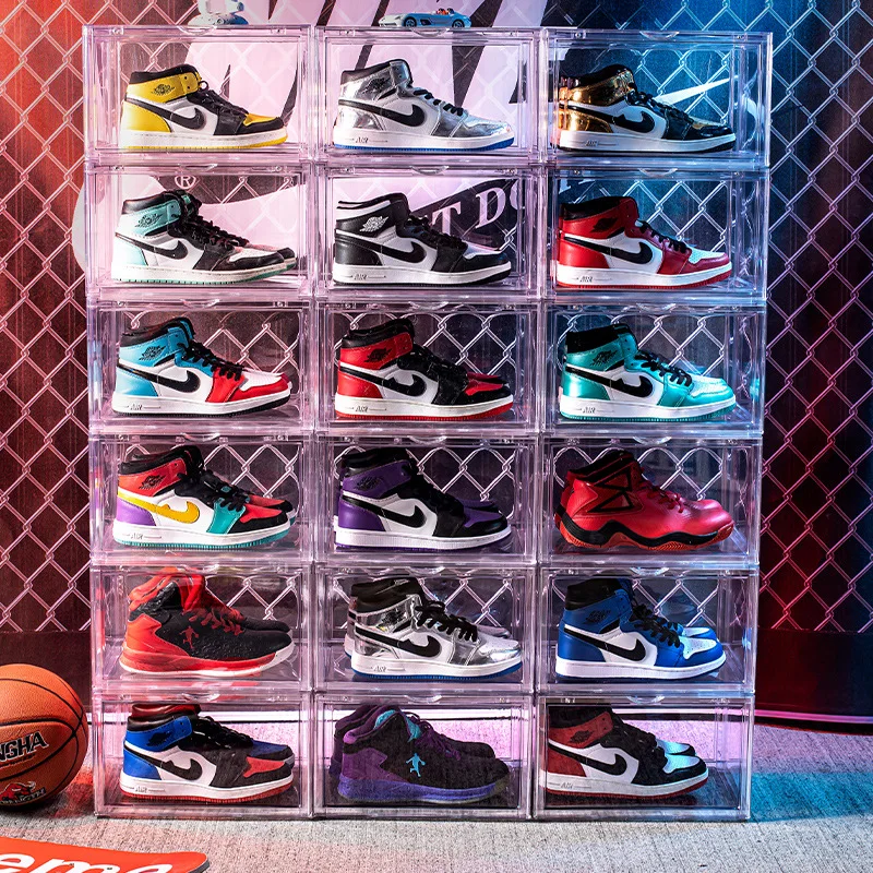 Sound Control LED Light Shoe Box Sneakers Storage Box Anti-oxidation  Organizer Shoe Wall Acrylic Shoes Collection Display Rack - AliExpress