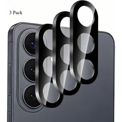 3 - Piece Full Cover Camera Protector Set with 9H Tempered Glass & Metal Rings, Anti - Scratch HD Lens Film - Galaxy S25 Ultra (Black)