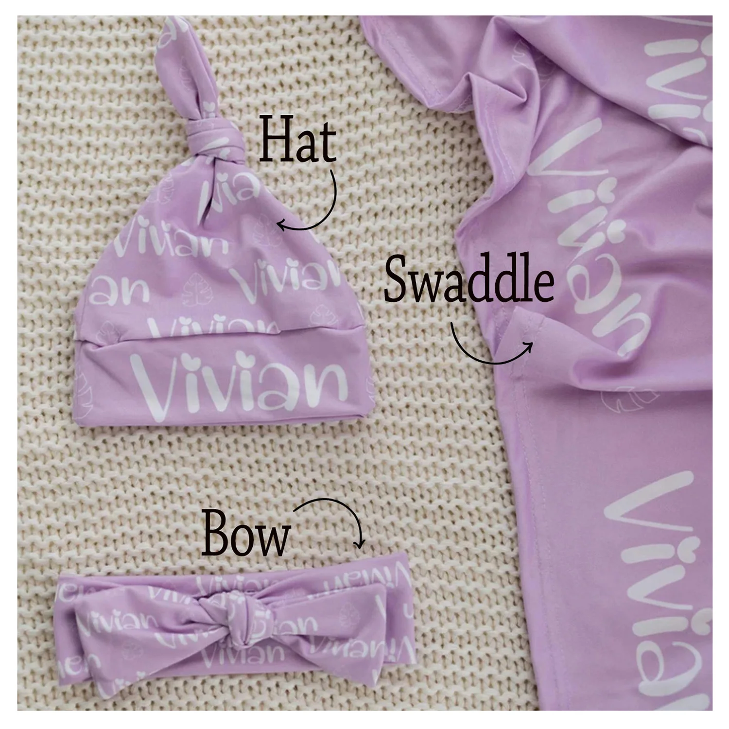 Personalized Name Jersey Swaddle Set Baby Name Hat Bow Swaddle Choose Colors and Font swaddle blanket cotton swaddle blanket hat set