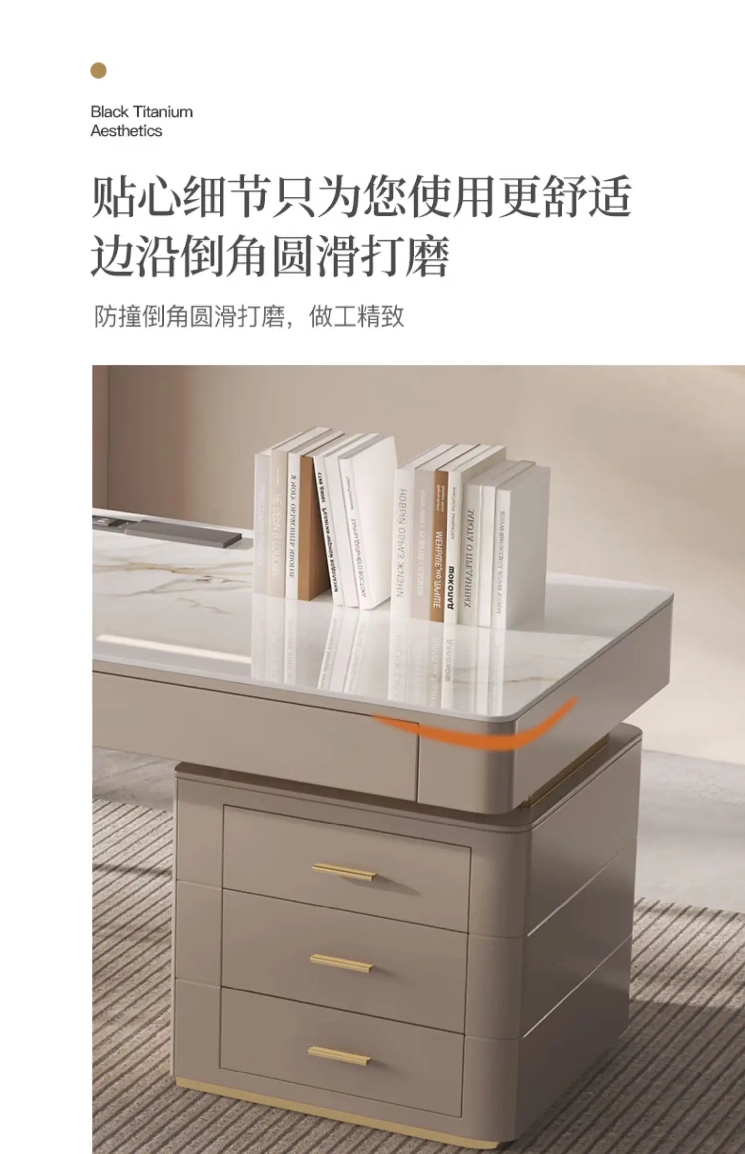Italian Style Glossy Rock Slab Office Desk Designer Nordic Light Luxury Office Desk Simple Modern Writing Desk Luxury Furniture