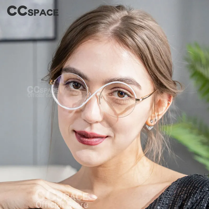 Eyeglasses Frames 54042 Round Half Frame Women Anti Blue Light Metal Optical Glasses Frames Fashion Computer Eyeglasses