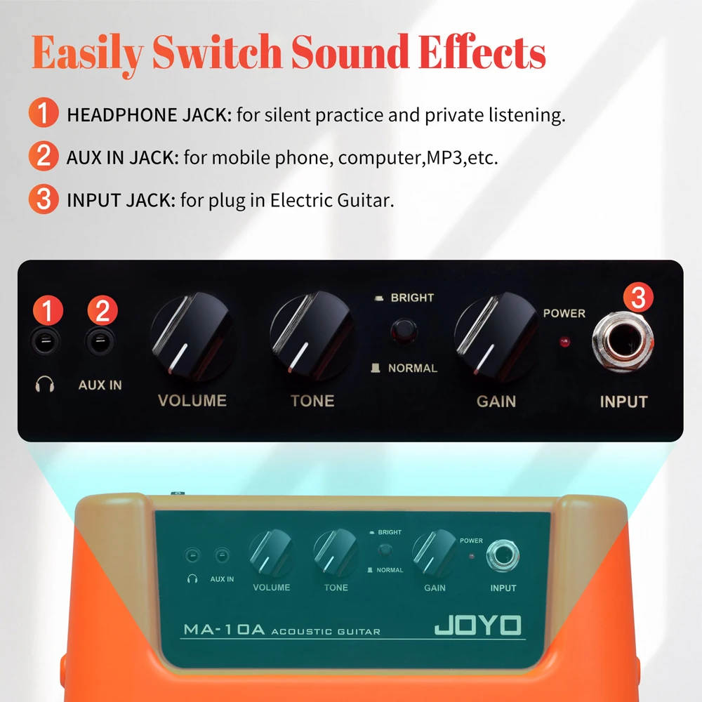 MA-10 Mini Guitar Bass Amplifier 10W Electric Guitar Speaker Gain/Tone Controls
