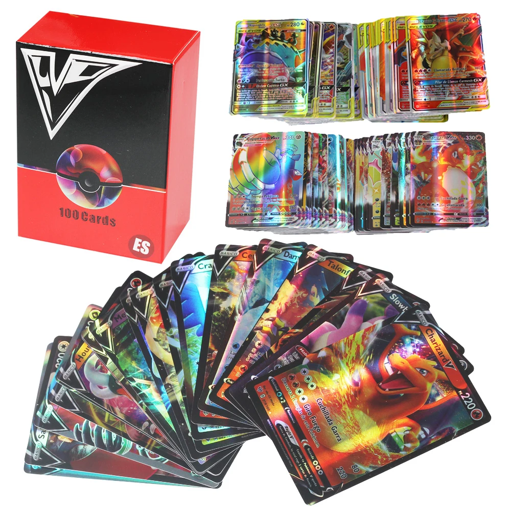 Trading Pokemon Cards Spanish Shining Cartas Espanol Game TAG TEAM VMAX GX  V Pokemon Battle Card Collection For Children Toys