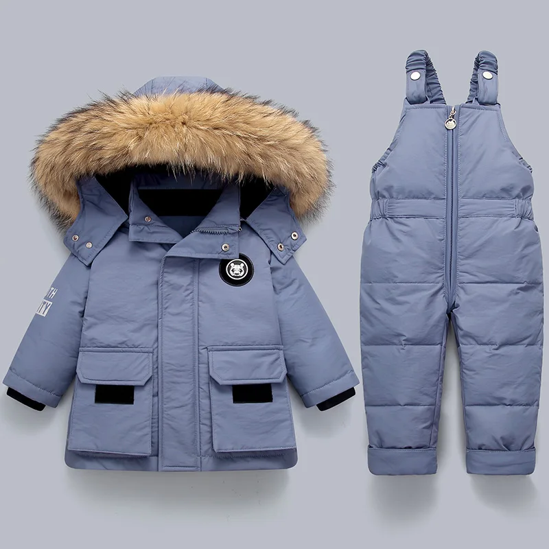 BoysWinterSetRealFurCollarBabyGirlsDownCoatThicken2PcsSet