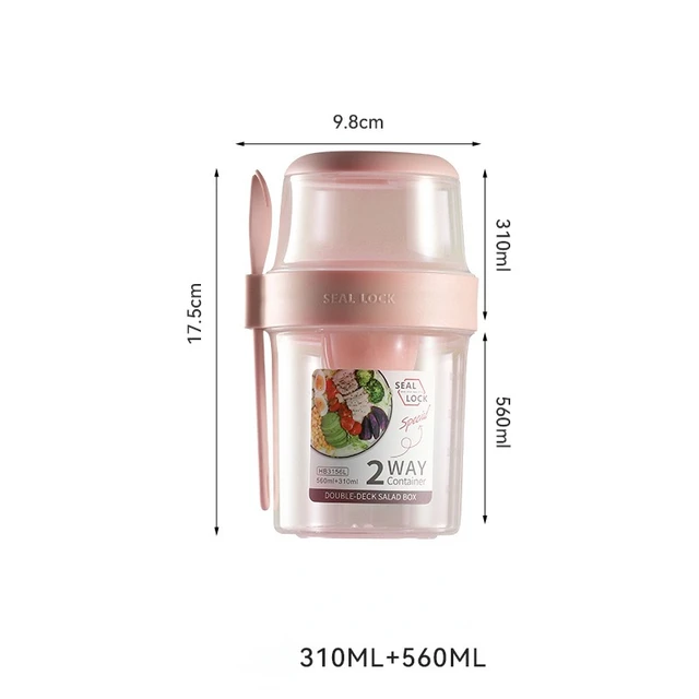 Juego de recipientes herméticos para desayuno, avena, cereales, nueces, yogur, ensalada, con tapa para taza de salsa, Bento, Tuppers, recipiente cónico para comida, lonchera_voghion.com