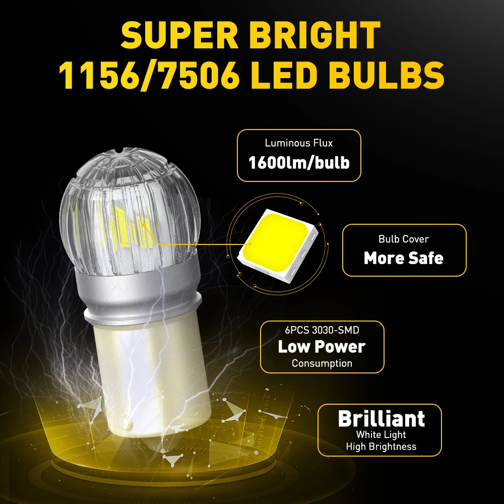 AUXITO LED DRL ���� ����, CANbus 1156 P21W 1157 P21/5W 7443 W21/5W T20 7440 W21W WY21W, 12V ȭ��Ʈ 6000K �ڵ��� ��ȣ��, 2 ��