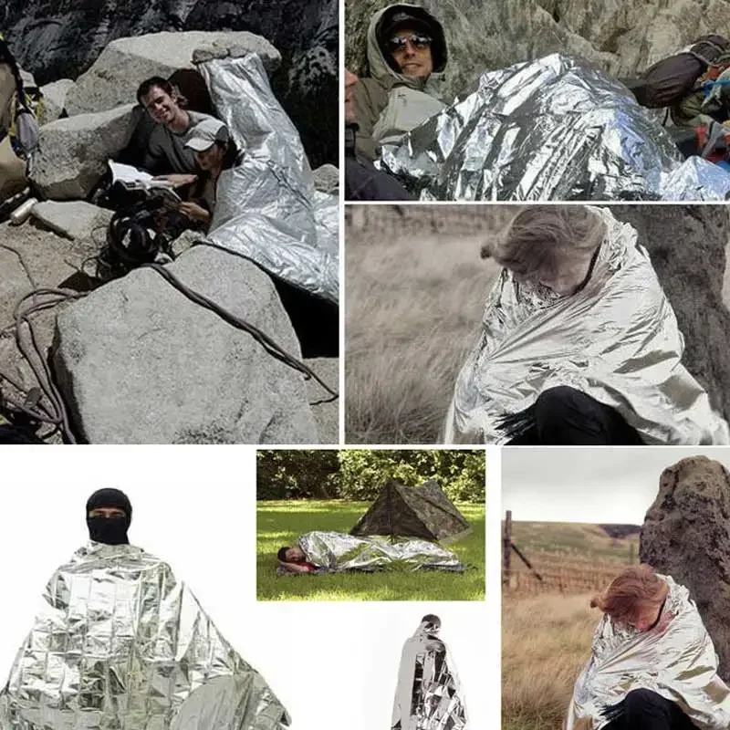 Emergency Blanket Outdoor Survival First Aid Molle Rescue Kit Windproof Waterproof Foil Thermal Blanket for Camping Hiking