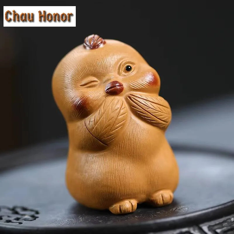 Creative Zodiac Chicken Tea Pet Raw Ore Section Mud Yixing Zisha Tea Figurine Tea Statue White Tea Cafes Accessories Ornaments