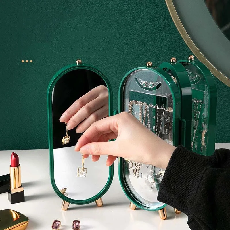 240 Holes Large Jewelry Storage Box Earrings Display Stand Bracelet Necklace Organizer Foldable Portable Plastic Box 4 Doors