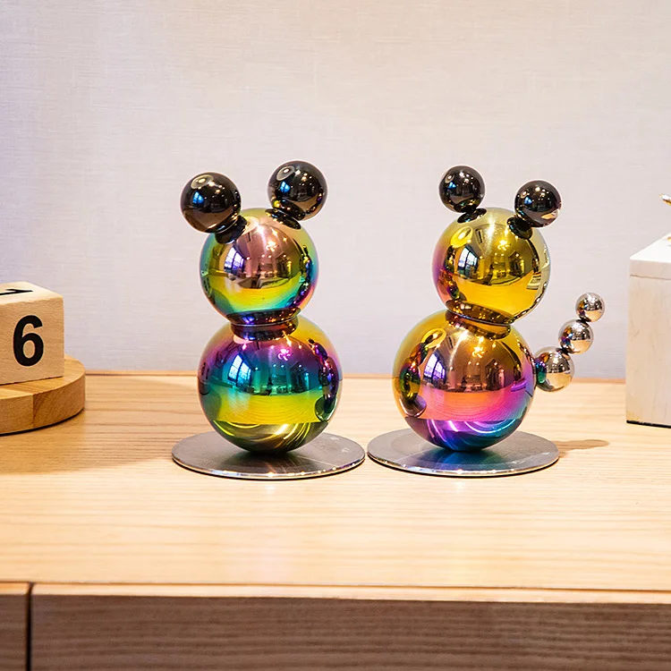 

Modern Stainless Steel Micky Mouse Statue Metal Cartoon Figurine Art Sculpture