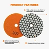 BRSCHNITT 7pcs Dry Diamond Polishing Pad Set 100mm Diameter for Marble Granite Ceramic Stone Polishing Discs Sanding Disc