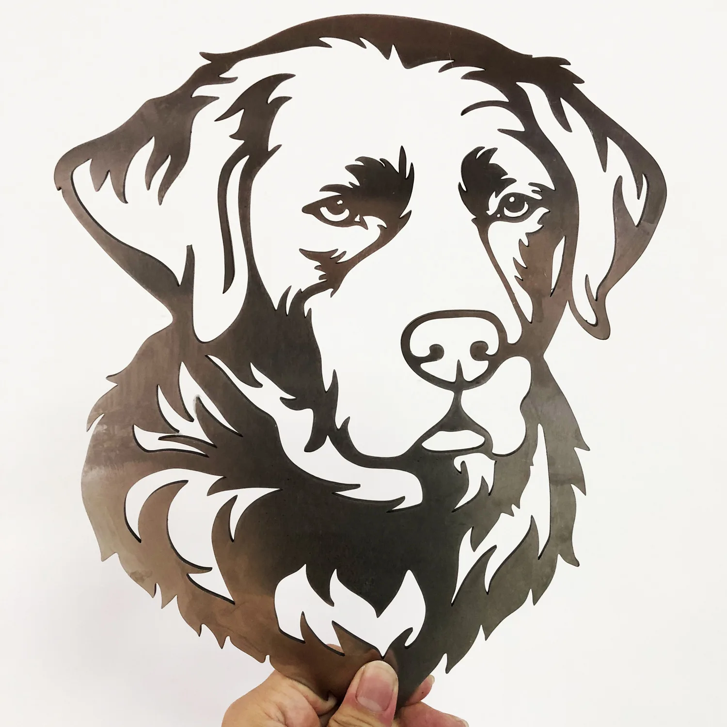 

Labrador Dog Garden Art Metal Wrought Iron Sculpture Ornament Lively Silhouette Animal Hollowed Out Hanging Ornaments Wall Decor