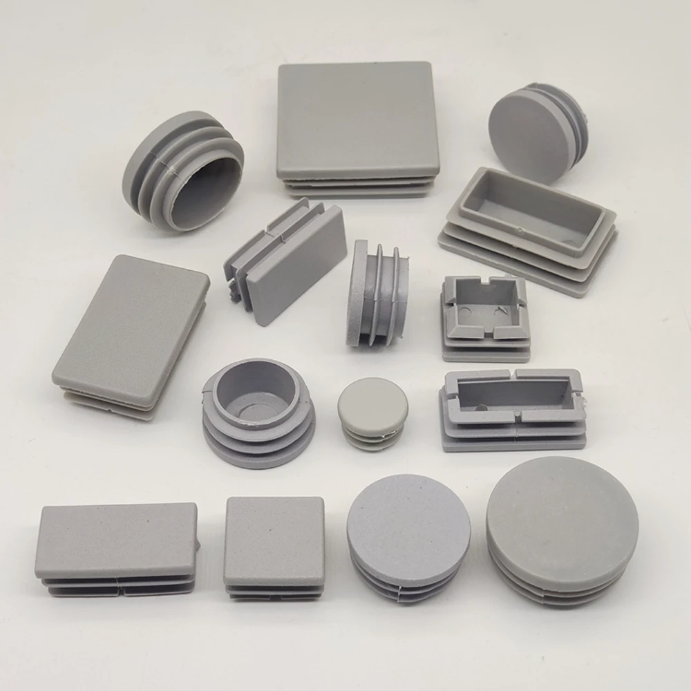 2/4/10pcs Grey Round/Square Plastic Blanking End Caps Chair Legs Tube Pipe Inserts Plug Bung Dust Cover Furniture Accessories pipe end cap silicone rubber caps rubber caps silicone rubber plugs floor protector caps