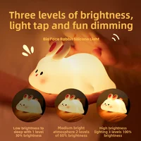 New LED Touch USB Rechargeable Silicone Rabbit Night Light Indoor Atmosphere Light Suitable for Children's Toys Christmas Gifts