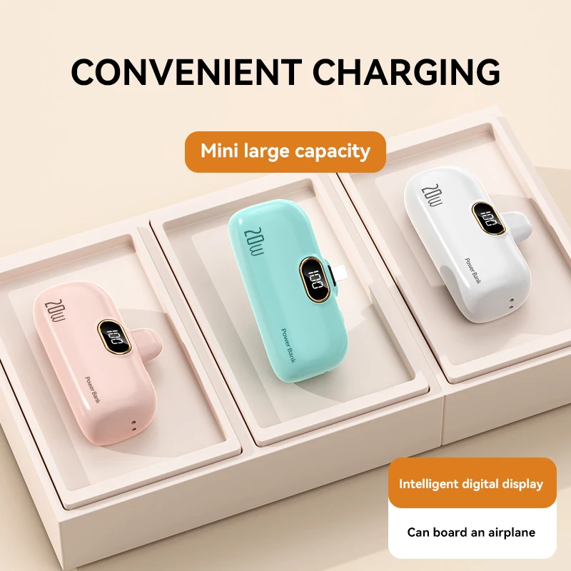 Xiaomi 30000mAh Mini Portable Power Bank Capsule Mobile Power Supply Emergency External Battery Fast Charger For Type-c iPhone power bank