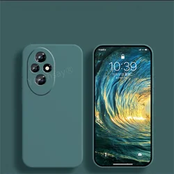 Luxury Liquid Silicone Soft TPU Back Case Cover - Premium Protective Phone Case for Honor 200 Pro (Black Green)