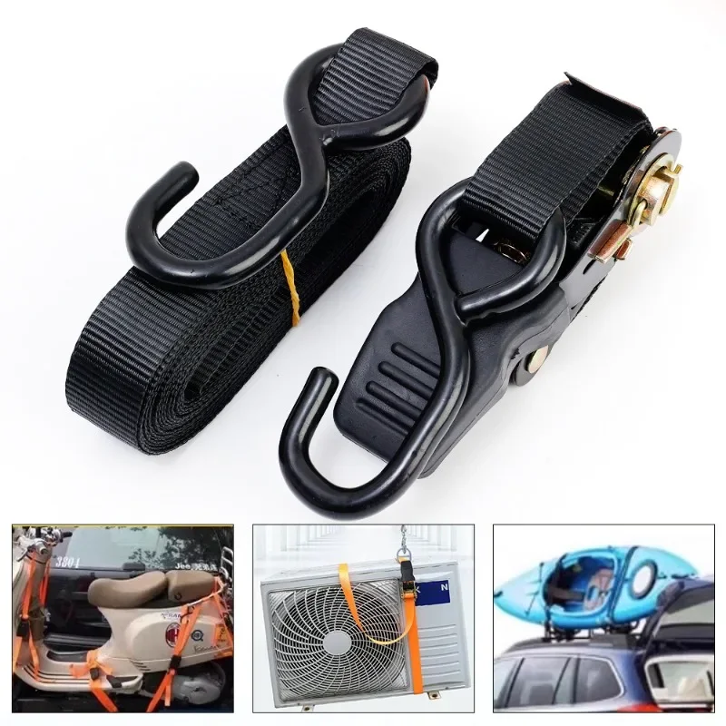 Ratchet Cargo Tensioner Car Cargo Strap Tie Truck Luggage Fixing Straps Heavy Duty Buckle Tightening Trailer Bike Lashing Tie
