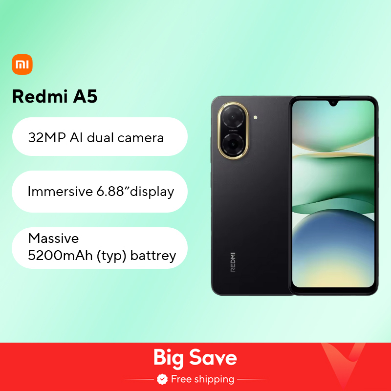  Global Version Xiaomi Redmi A5 No NFC 6.88" 120Hz Display 32MP Camera 5200mAh Large Battery Android 15 Cellphone 