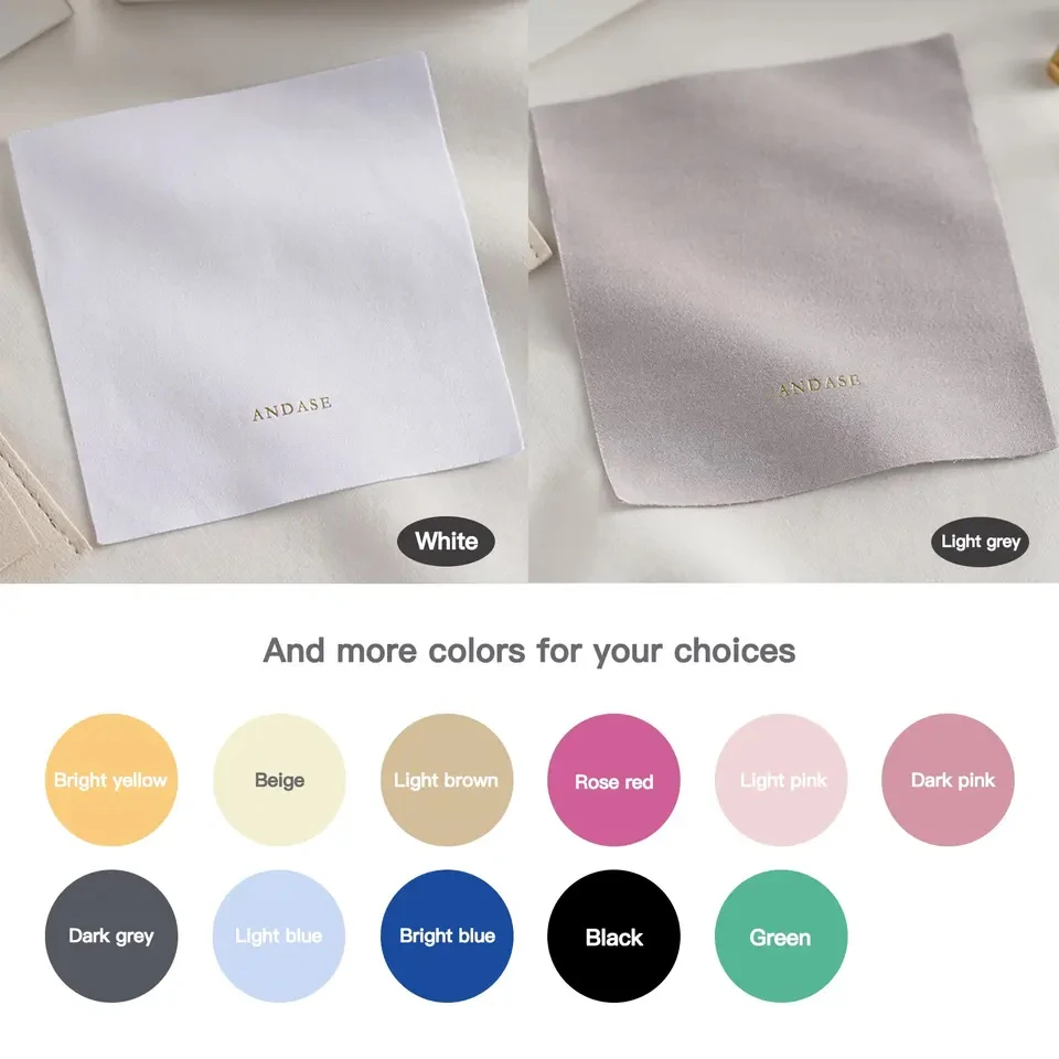 Custom Logo Silver Polishing Cloth Polyester-nylon Composite Microfiber Fabric Jewelry Cleaning Cloth Small Business Store Name
