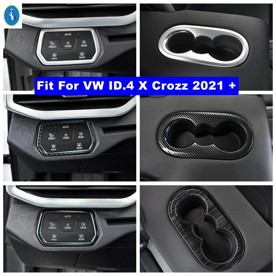

Head Lights Lamps Switch Control Panel Rear Water Cup Holder Decoration Cover Trim For VW Volkswagen ID.4 X Crozz 2021 - 2023