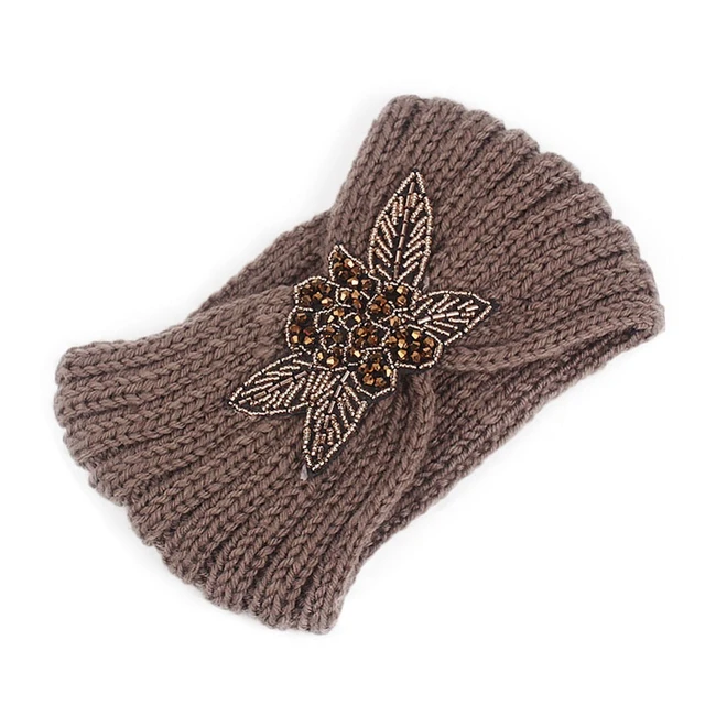 Women Headband Winter Rhinestones  Rhinestone Hair Band Accessories -  Knitted - Aliexpress