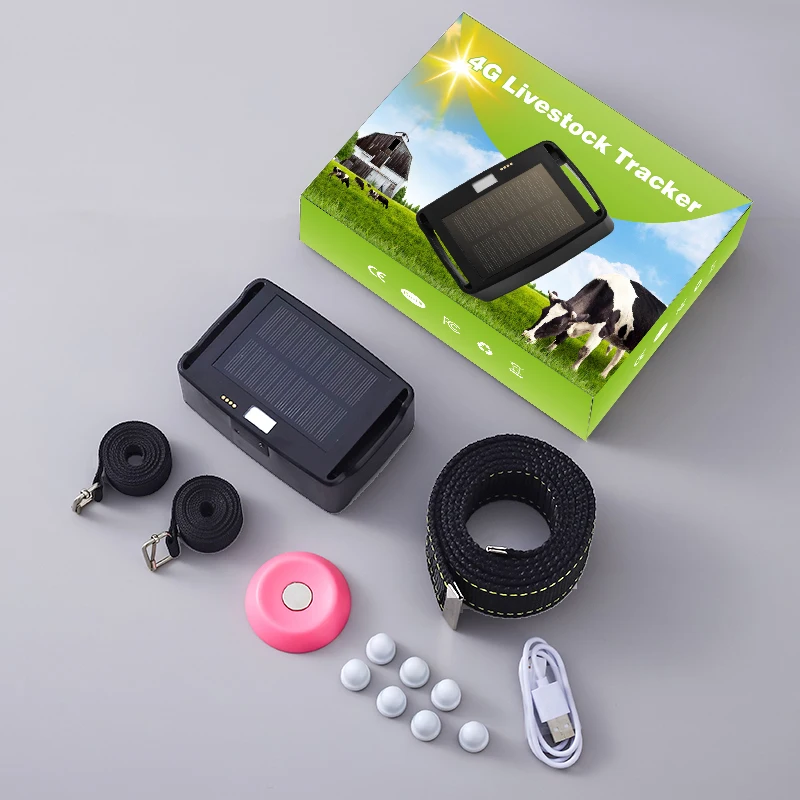 Solar Cattle GPS Tracker 4G Waterproof Solar Charging Real Time Tracking Collar GPS Tracker For Cattle Sheep Horse