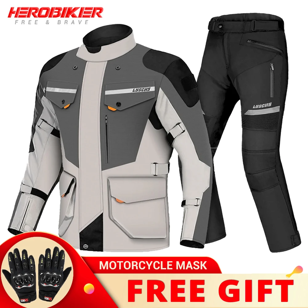 

New Motorcycle Jacket Waterproof Motocross Jackets Moto Riding Jacket Pants Suit Motorbike Jacket Wear-resistant Protection Men