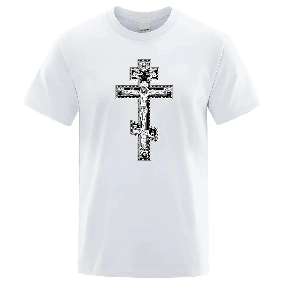 Gothic Dark Style Orthodox Cross Jesus Little Angel Male Clothing