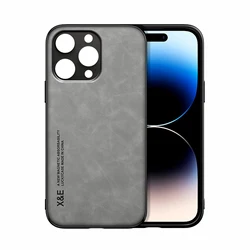Luxury Genuine Leather Magnetic Shockproof Phone Case - Premium Car Back Cover for iPhone 10 X XS (GRAY)