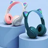 Cute Cat Ear Bluetooth Compatible Headset with LED Wireless Headset Children Girls Stereo Folding Sports Headset with Microphone 1