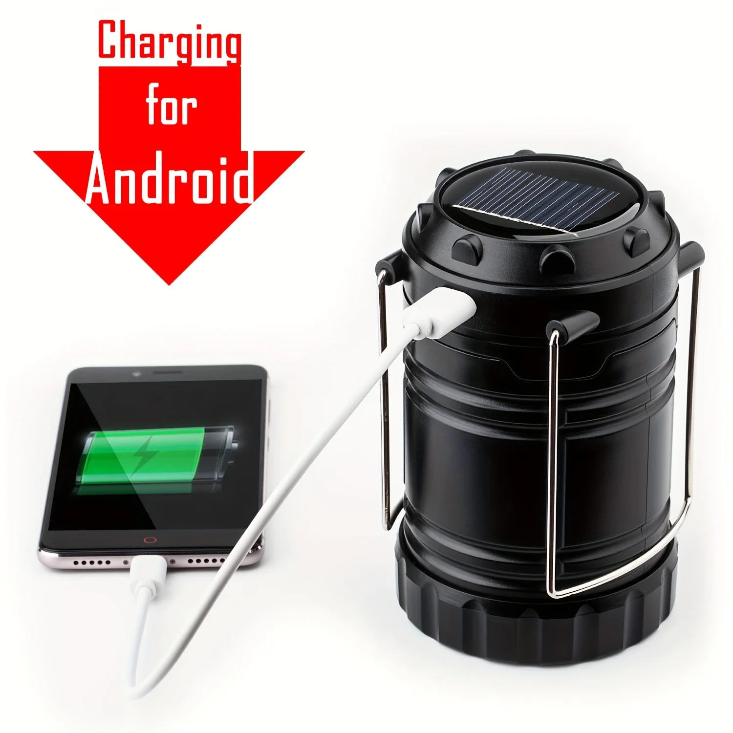 4 Pack Solar Camping Lantern-USB Rechargeable, 3 AA Power, Brightest COB LED, Magnetic Base, Charging, Waterproof