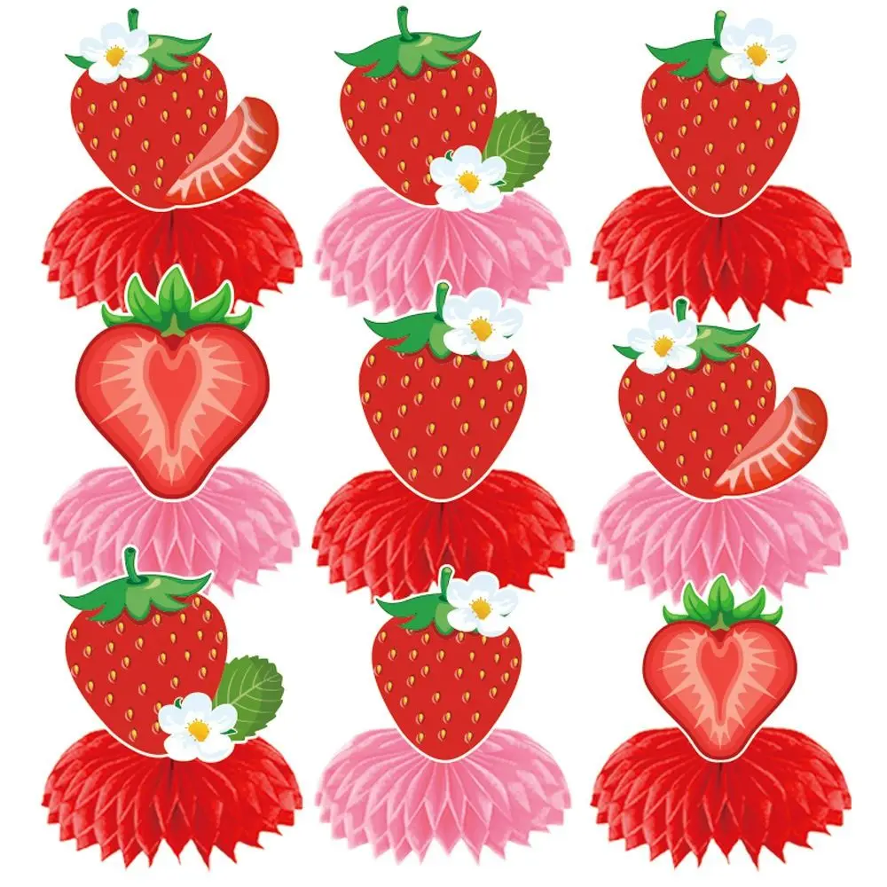 Description Picture 6 of itemCreative Birthday Party Supplies Kawaii Paper Banners Strawberry Hanging Banners Fruit Picks Strawberry Theme