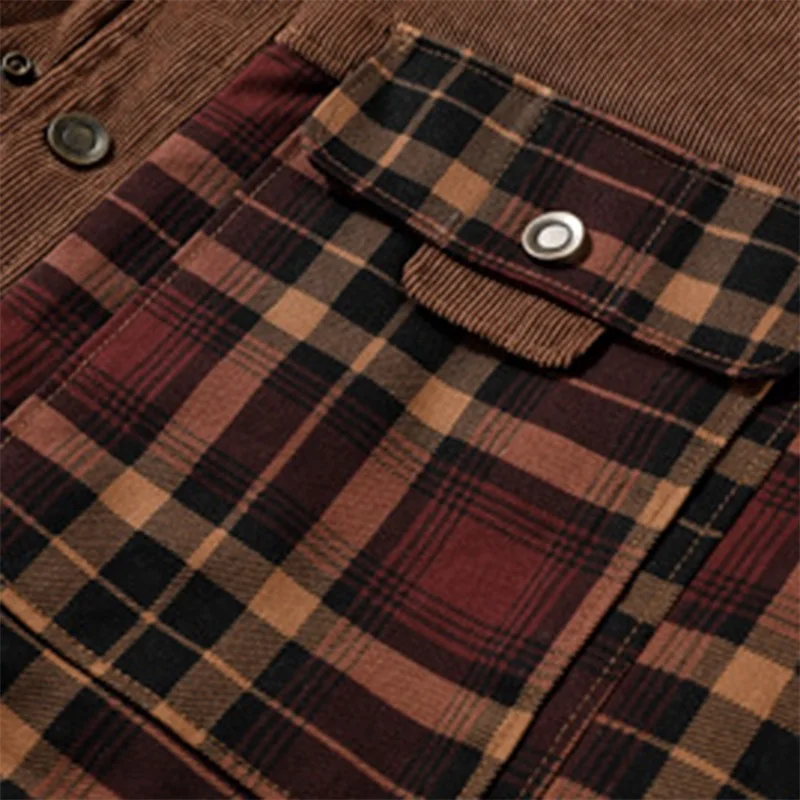 Men s Plaid Sherpa Lined Shirt Jacket Lapel Neck Long Sleeve Button Down Winter Coat Warm Outwear with Pockets