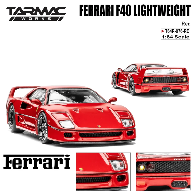 Tarmac Works 1/64 FERRARI F40 LIGHTWEIGHT Red Alloy Toy Motor