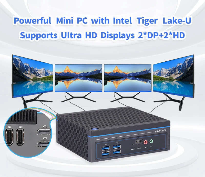 Фото ShareVDI NUC Мини ПК DDR4 2 * HDMI 2 * DP i3 i5 11th gen офисный школьный Домашний Настольный Мини ПК №4