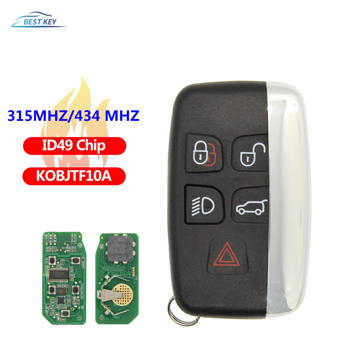 315/434MHz Car Smart Fob Remote Key For Land Rover Discovery 4 Freelander Range Sport Evoque  2012-2017 FCCID KOBJTF10A id49Chip remtekey smart key remote pcf7953 434mhz 5 button for land rover for range rover sport evoque discovery 4 2012 2013 2014 2015