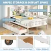 Full Bed with 2 Storage Drawers,w/Bookcase Headboard & Blackboard,Wooden Slats Support,Full Size Bed Frame 3