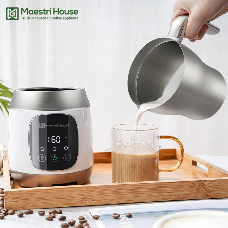 Maestri House Milk Frother Variable Temp and Froth Thickness Frother and Steamer 21OZ/600ML Smart Touch Control Milk Warmer temp