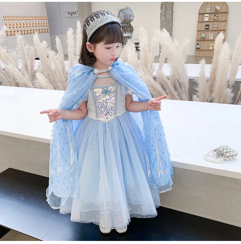 女の子のための冷凍エルザプリンセスケープ,ベルベットのケープの衣装