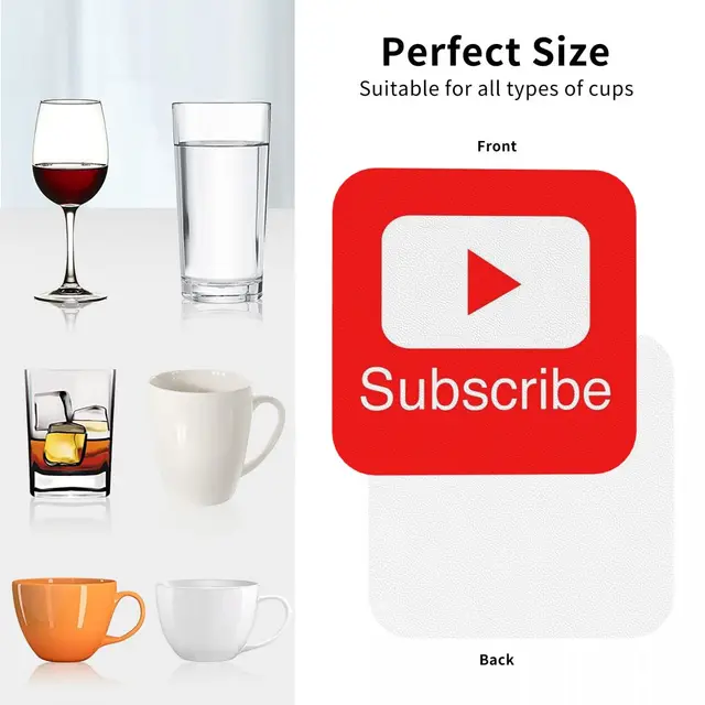 You Tube Feliratkozás A Lejátszás Gomb Videók Konyhai Placemats Vízálló Szigetelőszigetelő Csésze Kávé Szőnyegek Asztali Párnák - Image 5