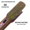 Hair Straightener Plancha Para Cabello 2 Inch Flat Iron with Rhinestones Professional Titanium Straightener Iron Heat-up 480℉ 3