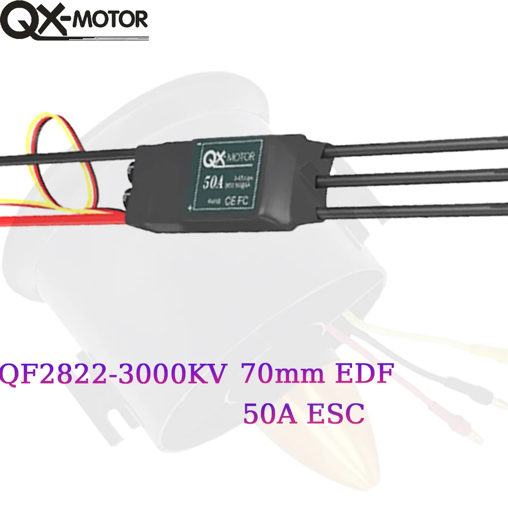 

70mm EDF 6 Blades Ducted Fan QF2822-3000KV Brushless Motor With 50a ESC For Remote Control Toy Accessories