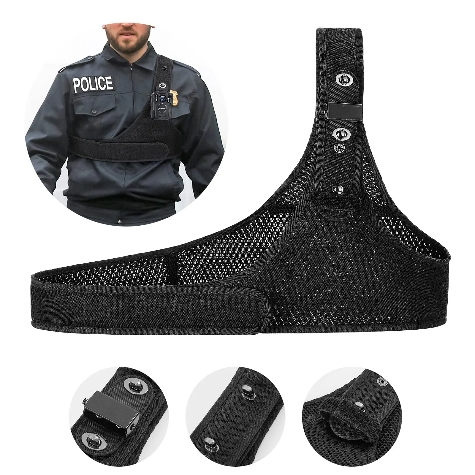 

BOBLOV Body Camera Chest Vest Durable Shoulder Single Vest for All Body Camera Velcro Wearing with Adjustable Size N9 KJ21 M5