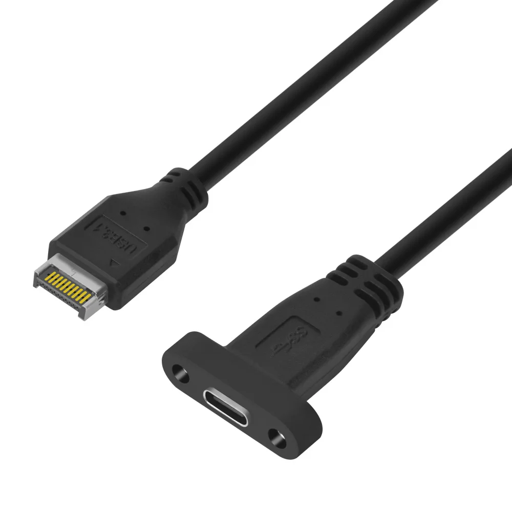 RGEEK 50cm USB-C Female Connector Extension Cable with Panel Mount Screw