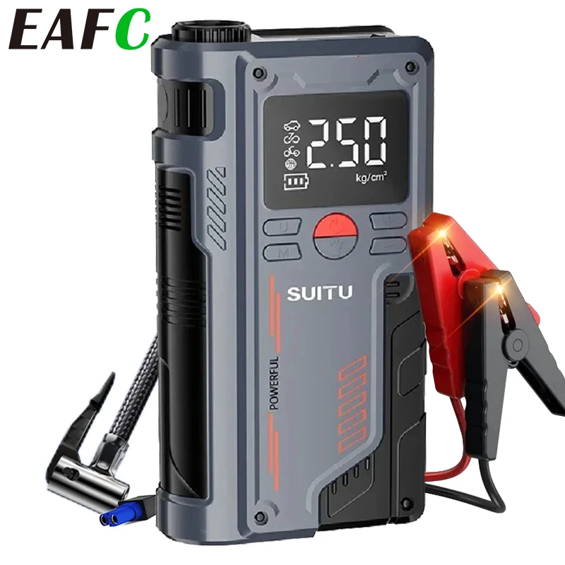 EAFC Portable 4 In 1 Car Jump Starter with Air Compressor 150PSI Booster Charger 1000A Start-up Lighting Device Car Air Pump