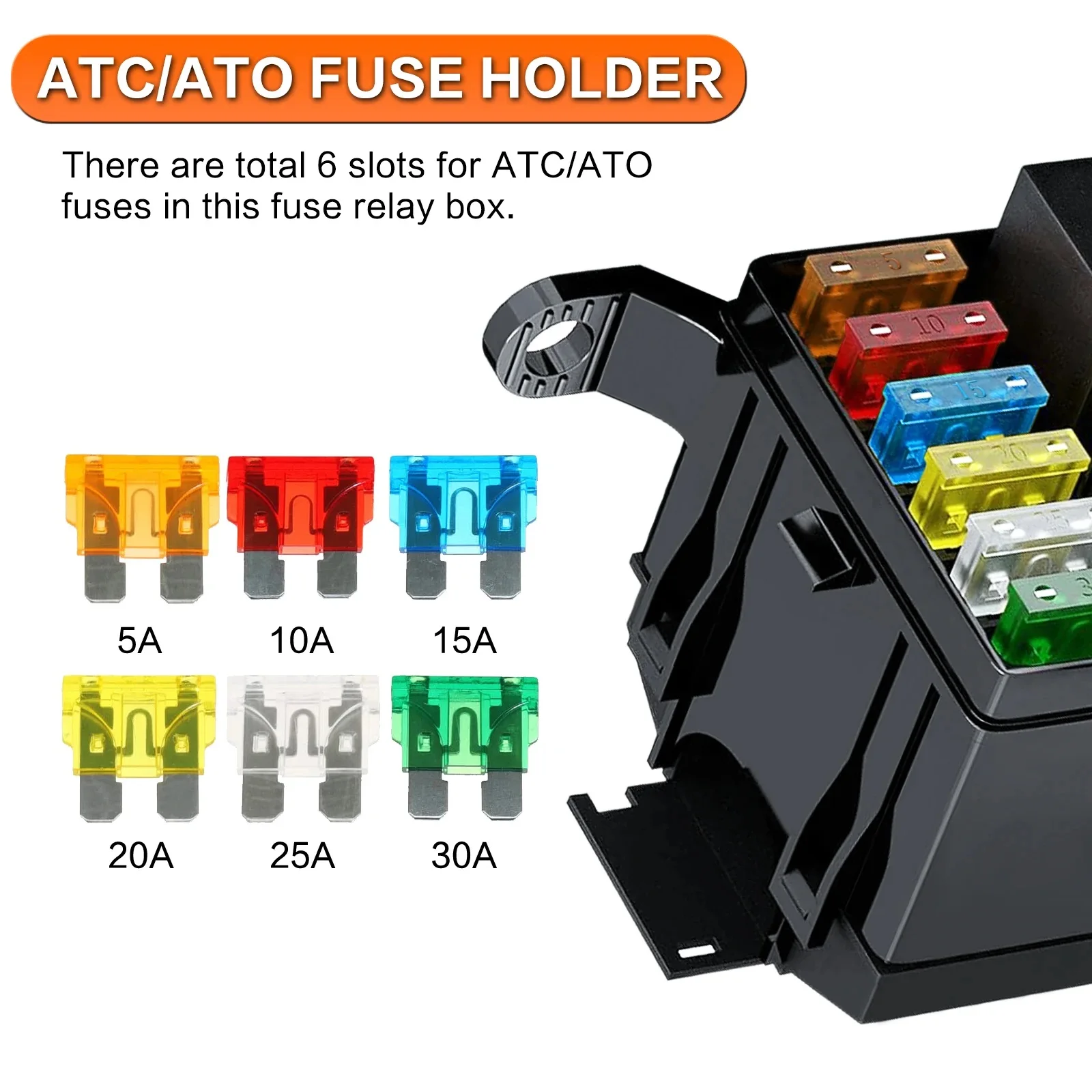 12V Relay Box with Waterproof Relay Fuse Block with 5x5pin JD1914 and 1x4pin RTT7121 6x ATC/ATO Blades Fuse for Car Truck