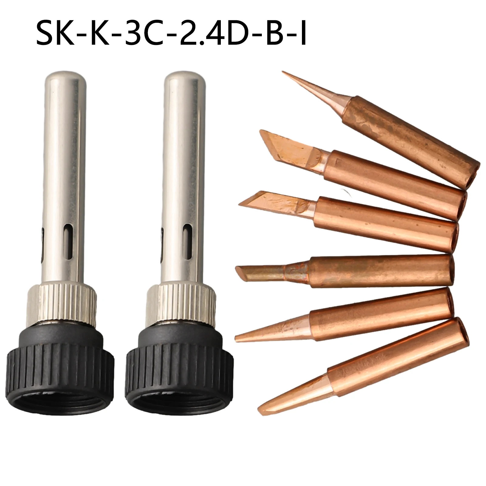 

6pcs 900M-T Pure Copper Soldering Iron Tip Lead-free Solder Tips Welding Head With 2 Soldering Handle Adapter